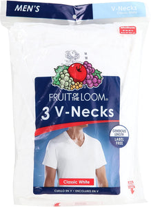 Fruit Of The Loom Men's White V-Neck Soft Tshirts 6 Pack (S)