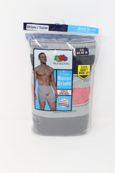 Fruit Of The Loom Boxer Briefs Solid and Stipe 3 Pack