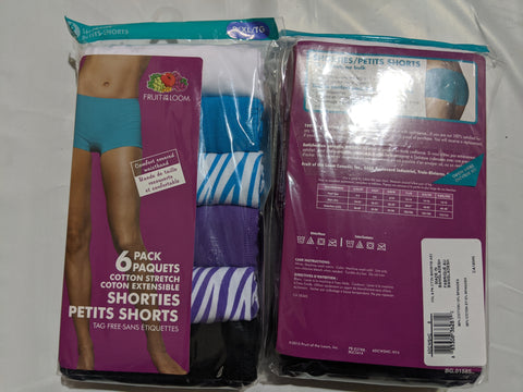Fruit Of The Loom Womens Cotton Stretch 6-Pack Assorted Shortie